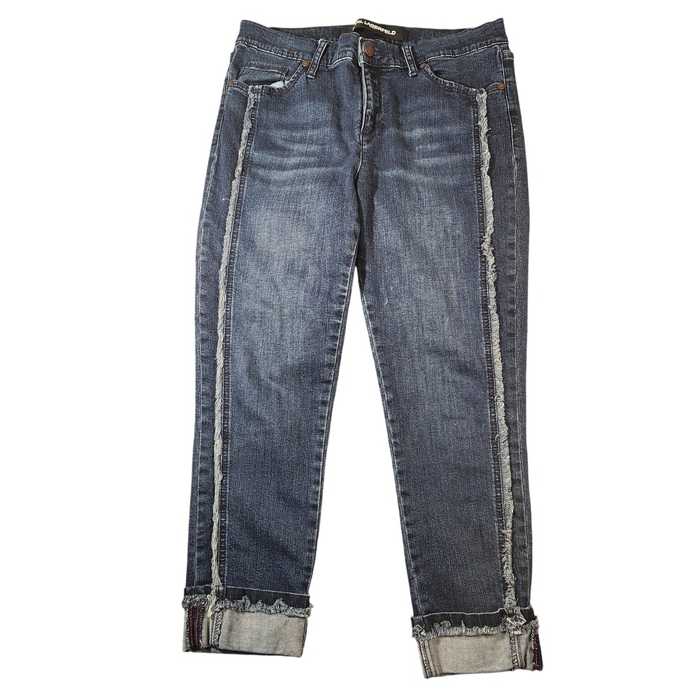 Vintage Y2K Karl‎ Lagerfeld Jeans Womens 10P Blue Ankle Raw selvage Denim